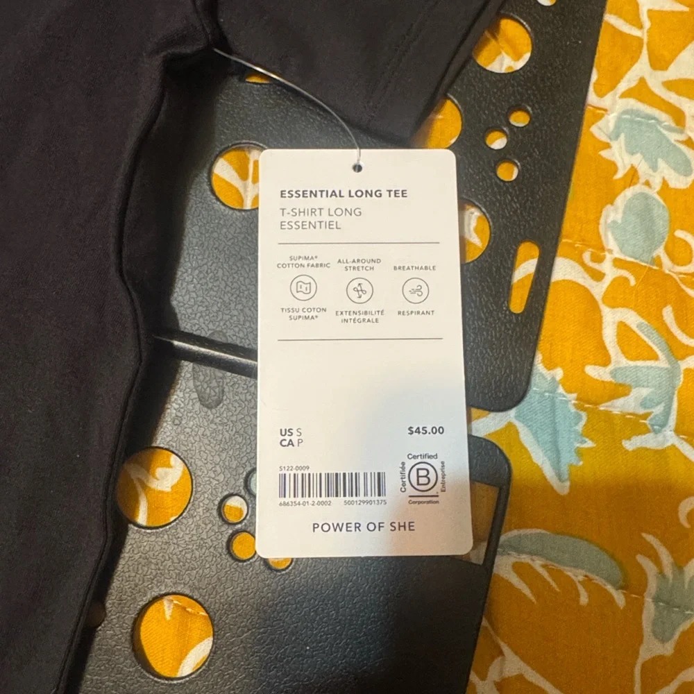 NWT ATHLETA black essential long tee size S - Picture 5 of 5